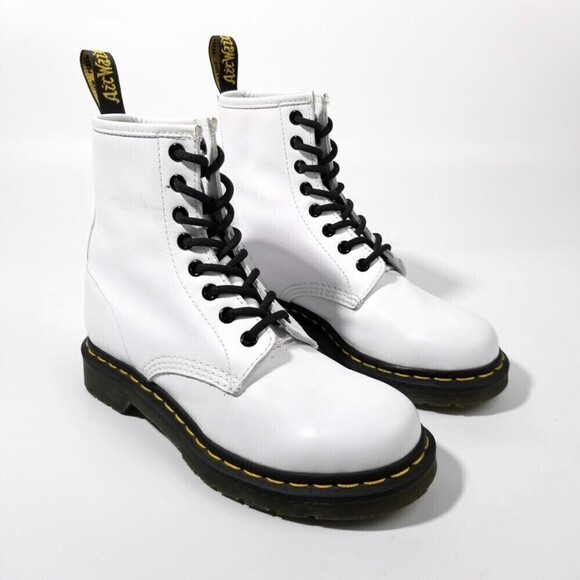 Dr. Martens 1460 Smooth Leather Platform High Top Boots 6 White 90s Grunge Y2k - Picture 5 of 10